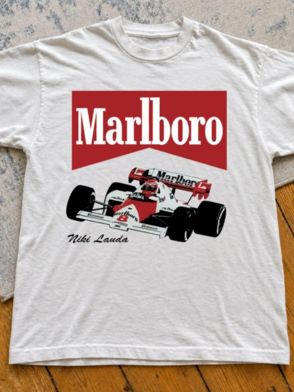 Marlboro Niki Lauda F1 Racing White T Shirt